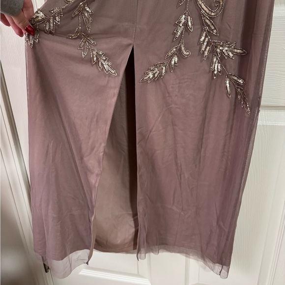 NWT Papell Boutique Womens Short Sleeve Beaded Evening Gown - Stone - Picture 15 of 16